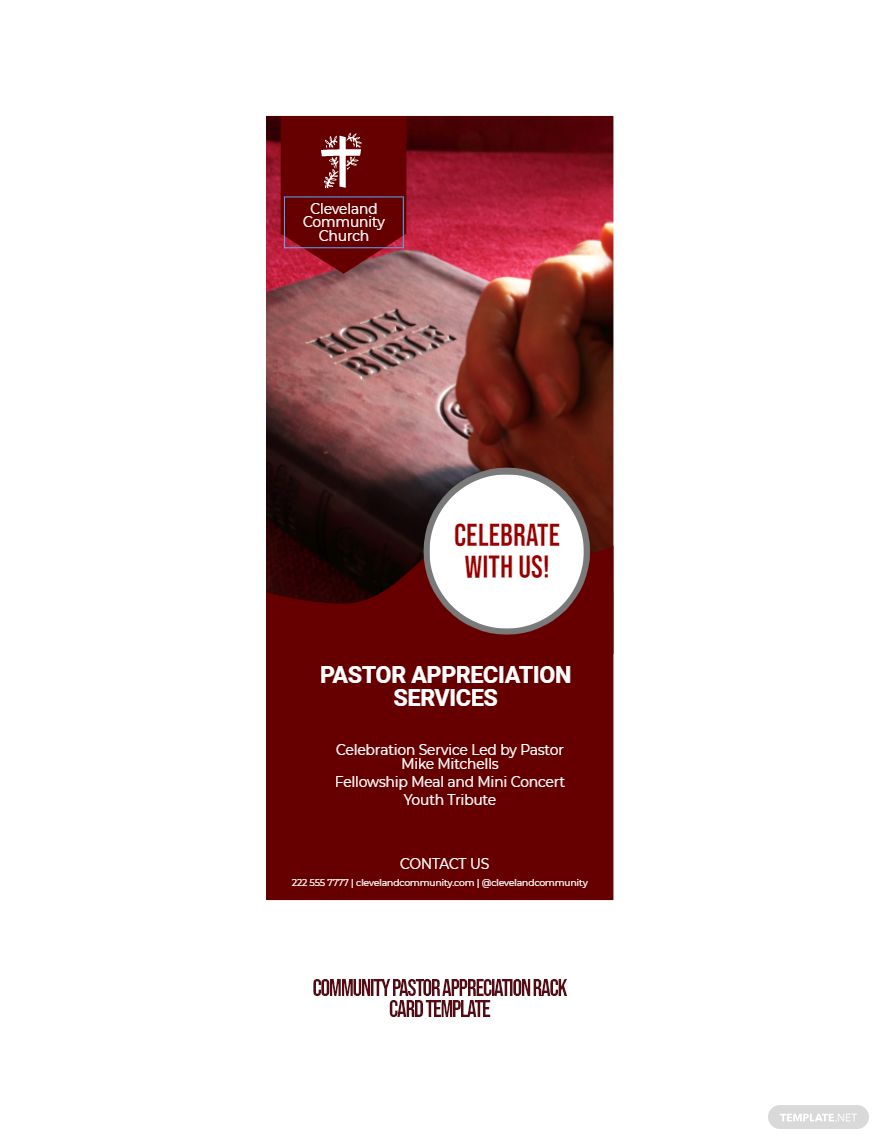 Community Pastor Appreciation Rack Card Template