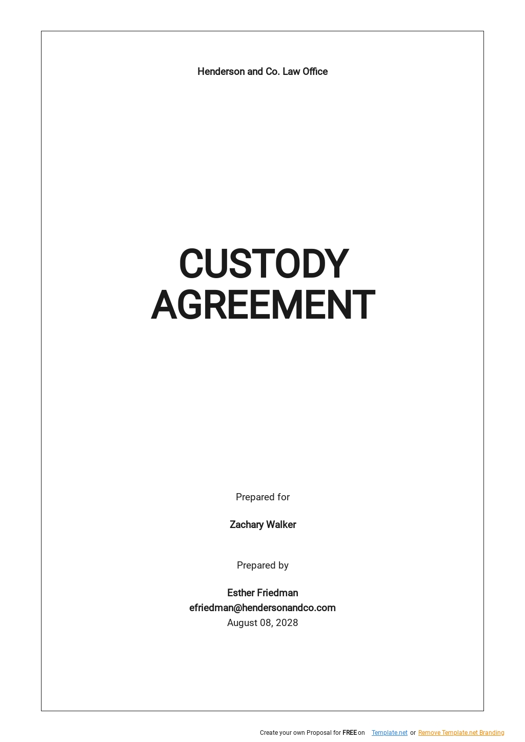 Custody Agreement Template Nc Printable Word Searches