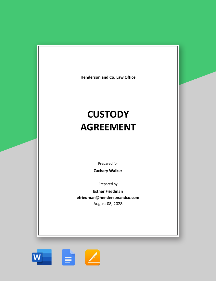 Custody Agreement Template in Word, Google Docs, PDF, Apple Pages