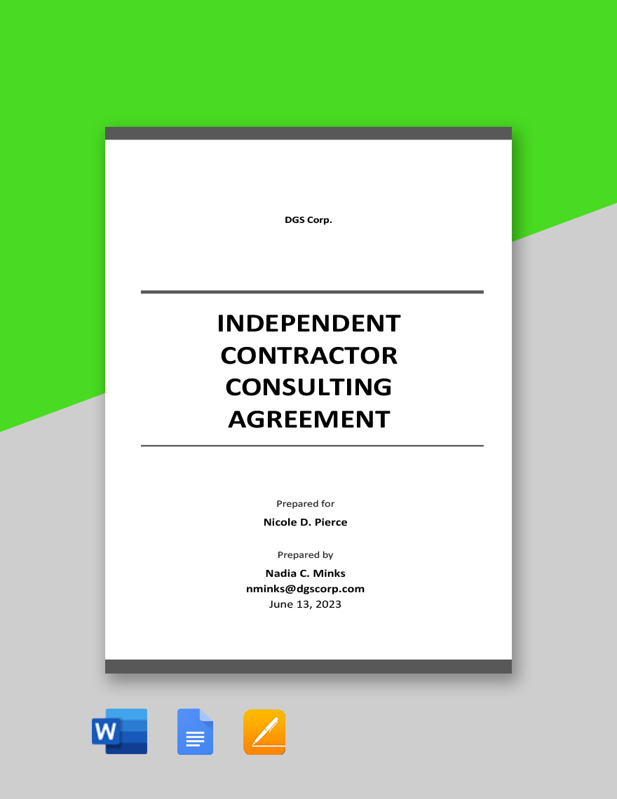 Independent Contractor Consulting Agreement Template
