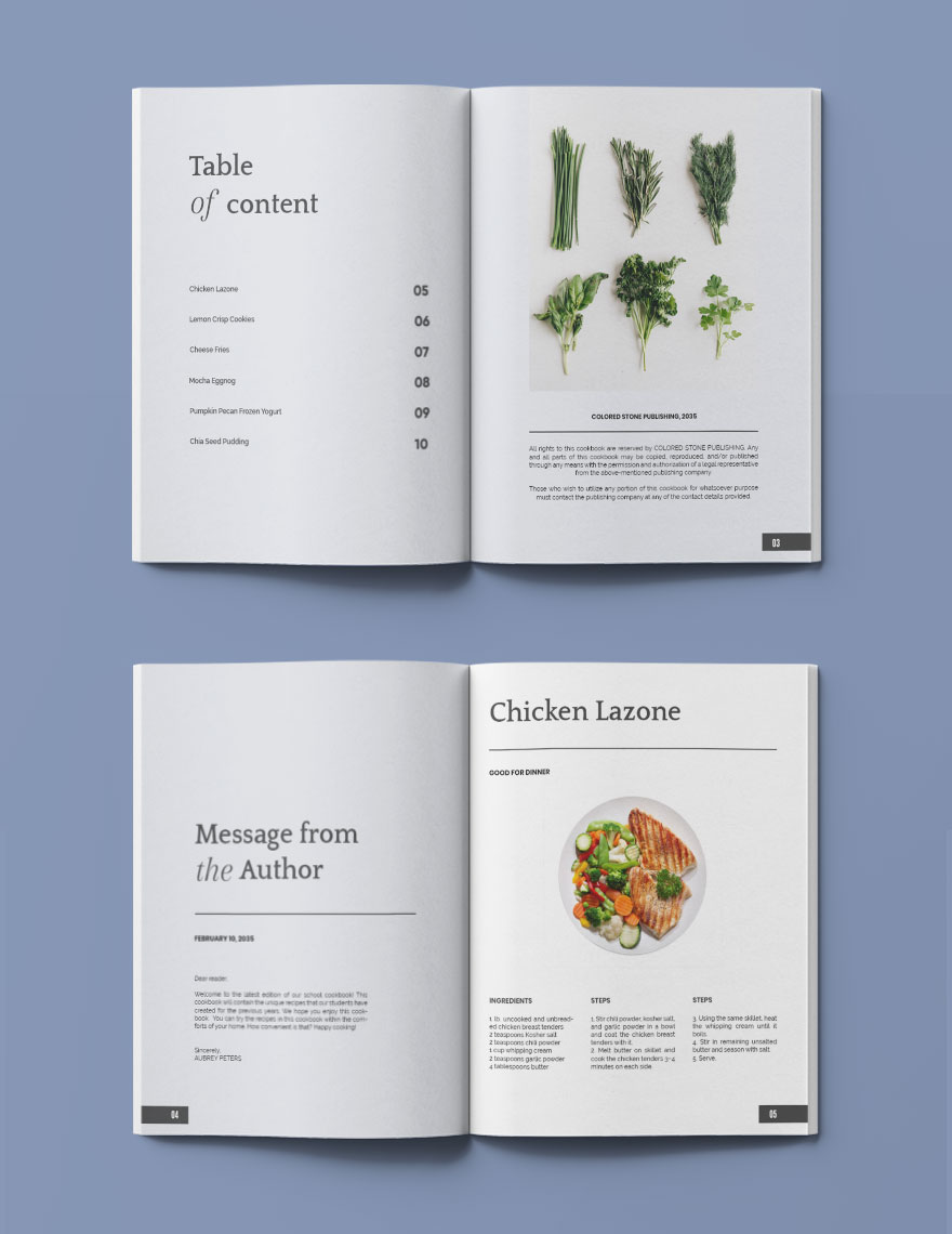 Simple School Cookbook Template