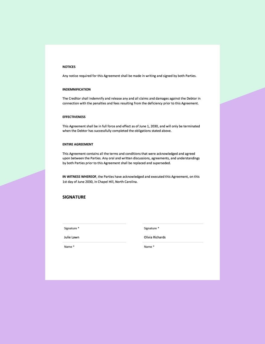 Simple Payment Plan Agreement Template