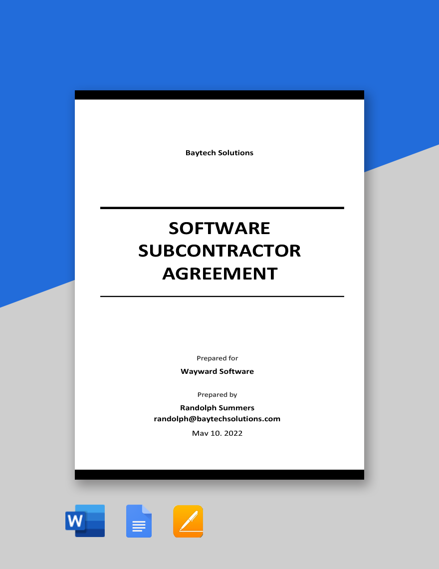 Software Subcontractor Agreement Template