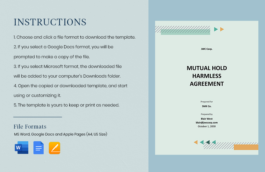 Mutual Hold Harmless Agreement Template