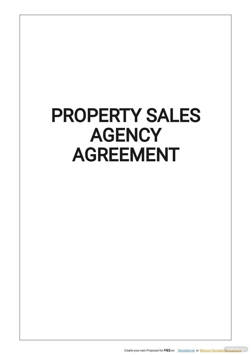 Free Sample Property Sales Agency Agreement Template