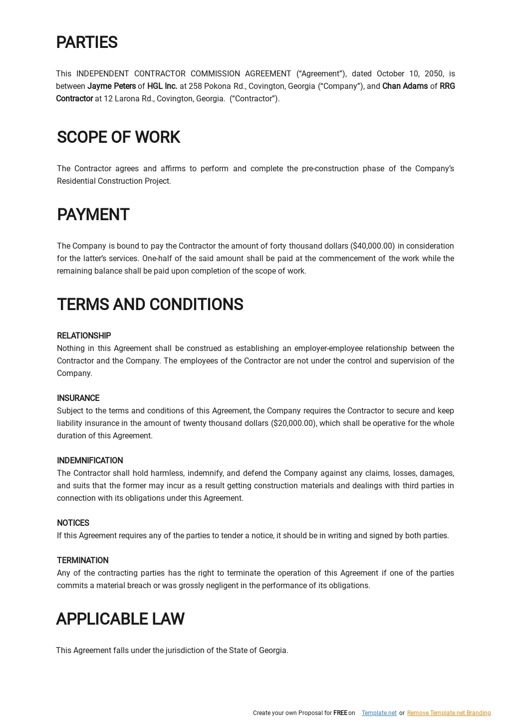 Simple Independent Contractor Agreement Template [Free PDF]