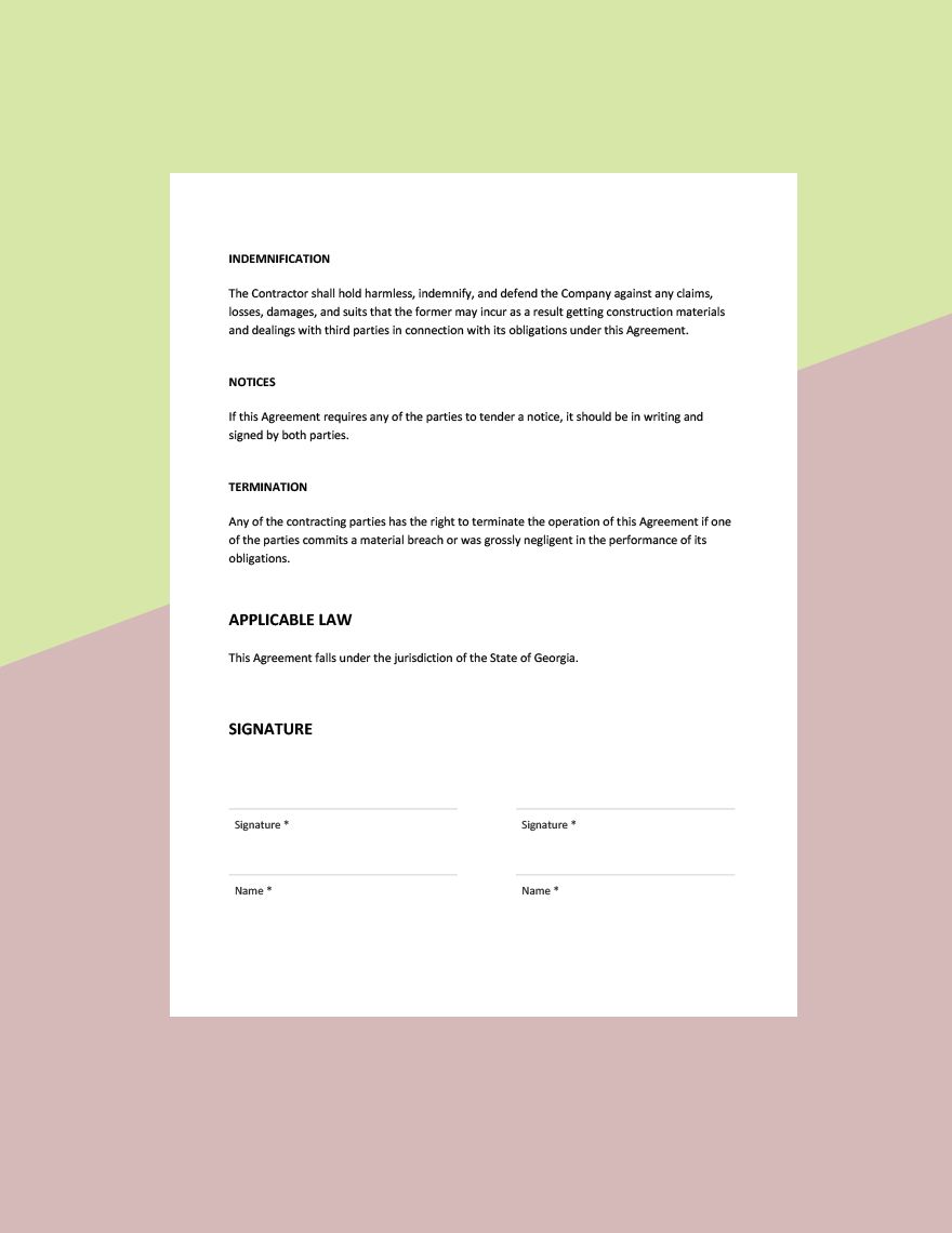 Simple Independent Contractor Agreement Template