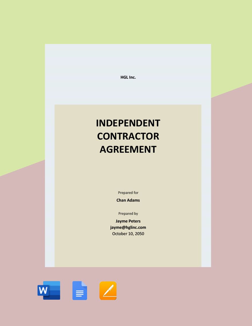 Simple Independent Contractor Agreement Template