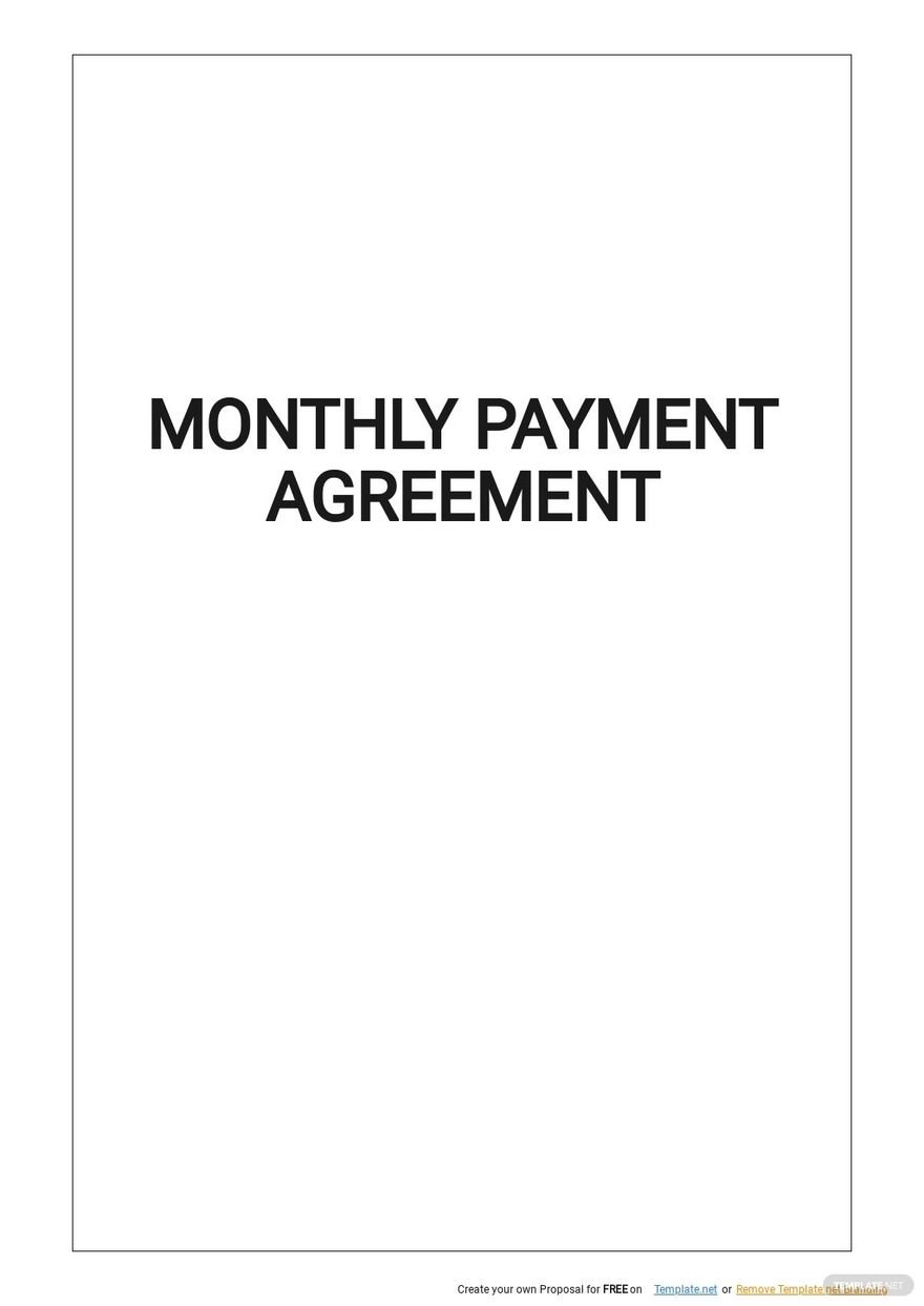 Free Simple Monthly Payment Agreement Template Google Docs Word