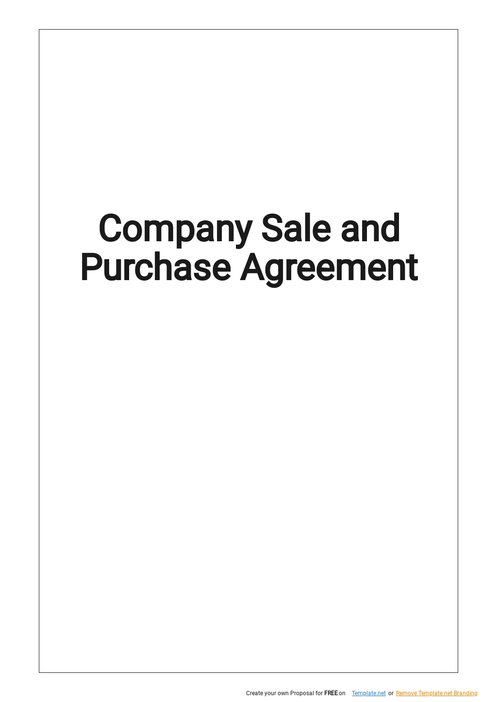 Company Sale and Purchase Agreement Template 