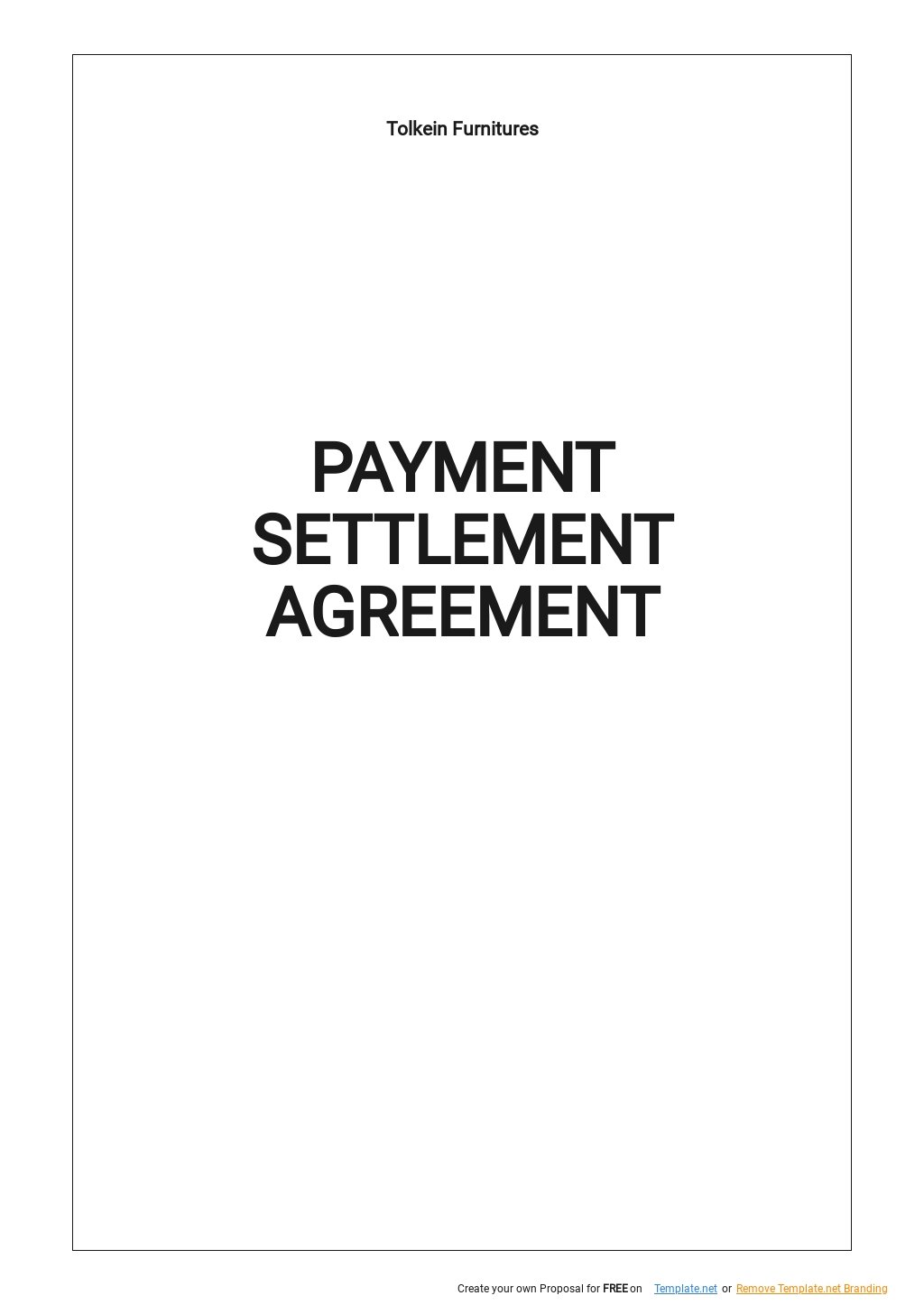 Free Simple Payment Settlement Agreement Template Google Docs Word 