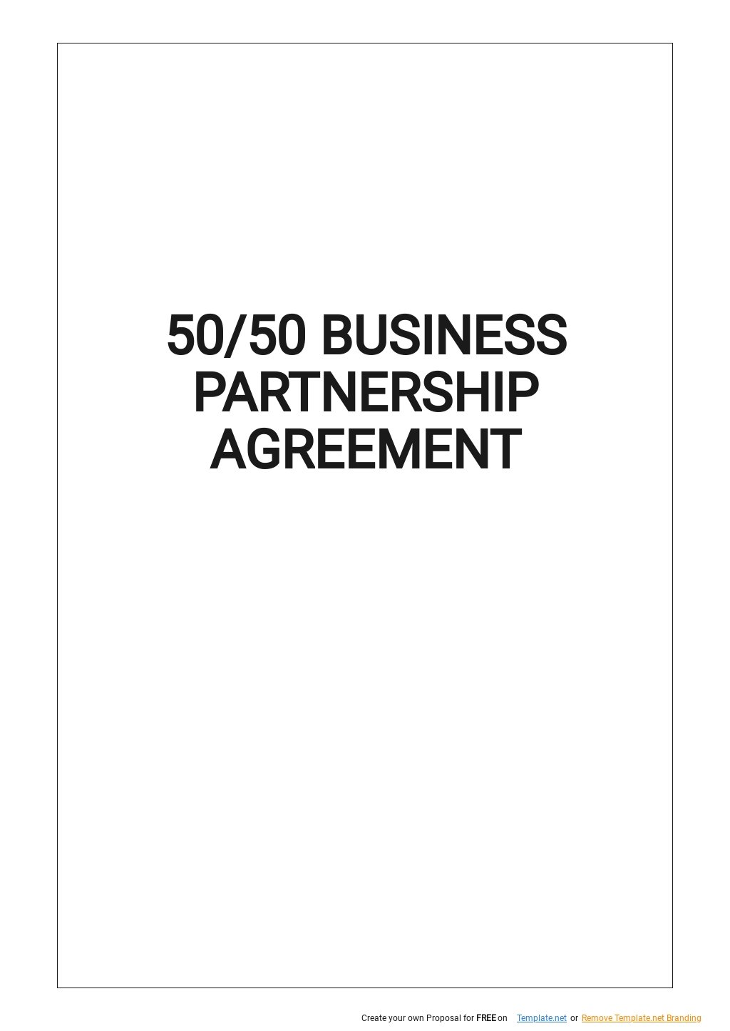 50/50 Business Partnership Agreement Template Google Docs Word