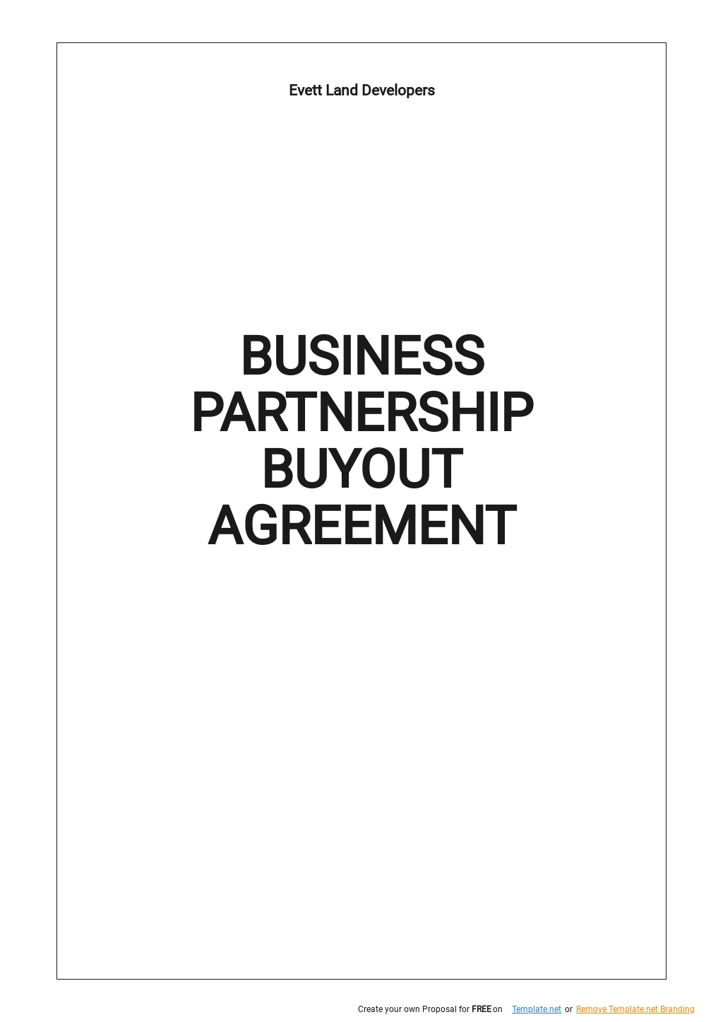 Business Partnership Buyout Agreement Template - Google Docs, Word Throughout buyout agreement template