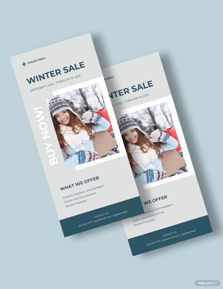 Winter Sale Rack Card Template in Word, Google Docs, Publisher