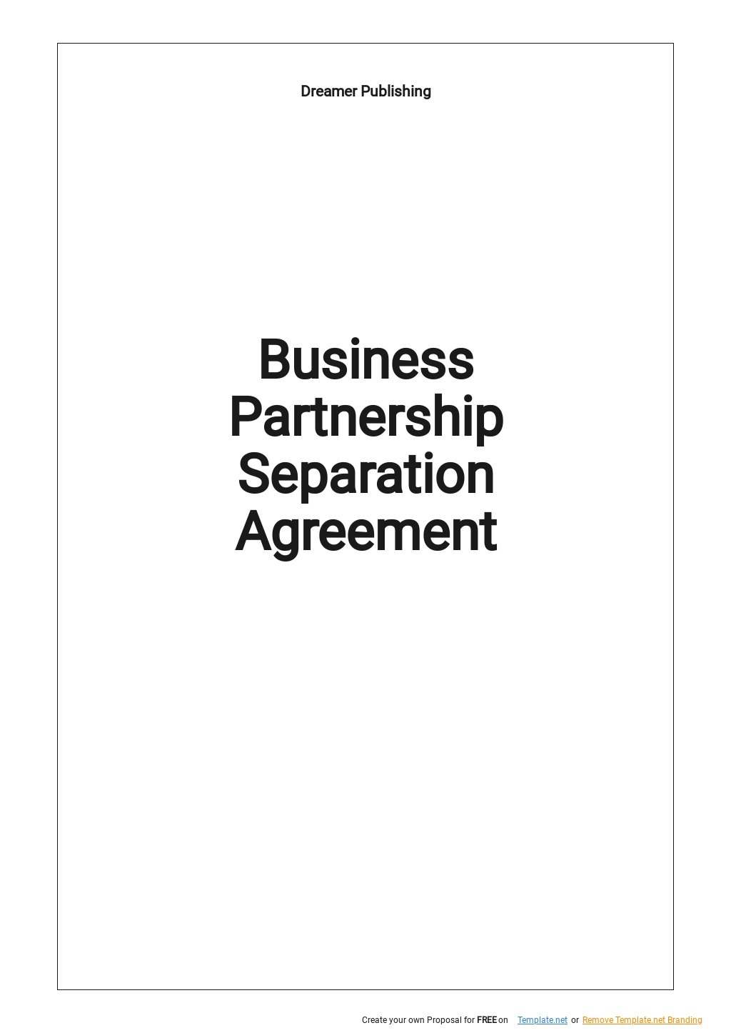 Business Partnership Separation Agreement Template 