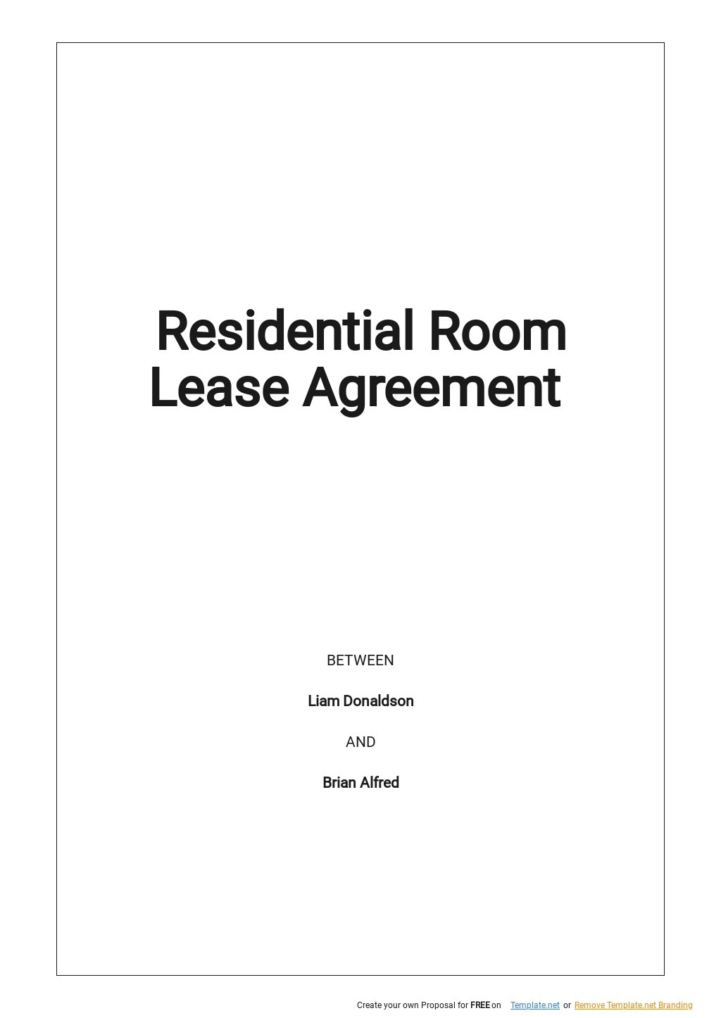 Residential Room Lease Agreement Template Google Docs Word Apple