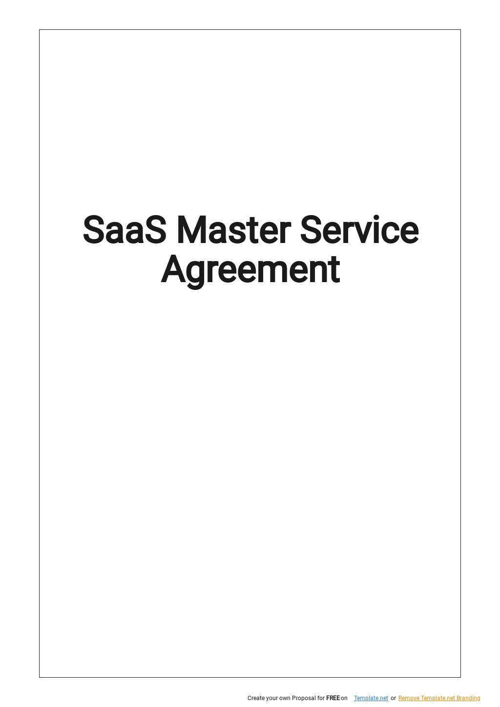 Saa S Master Service Agreement Template .jpe
