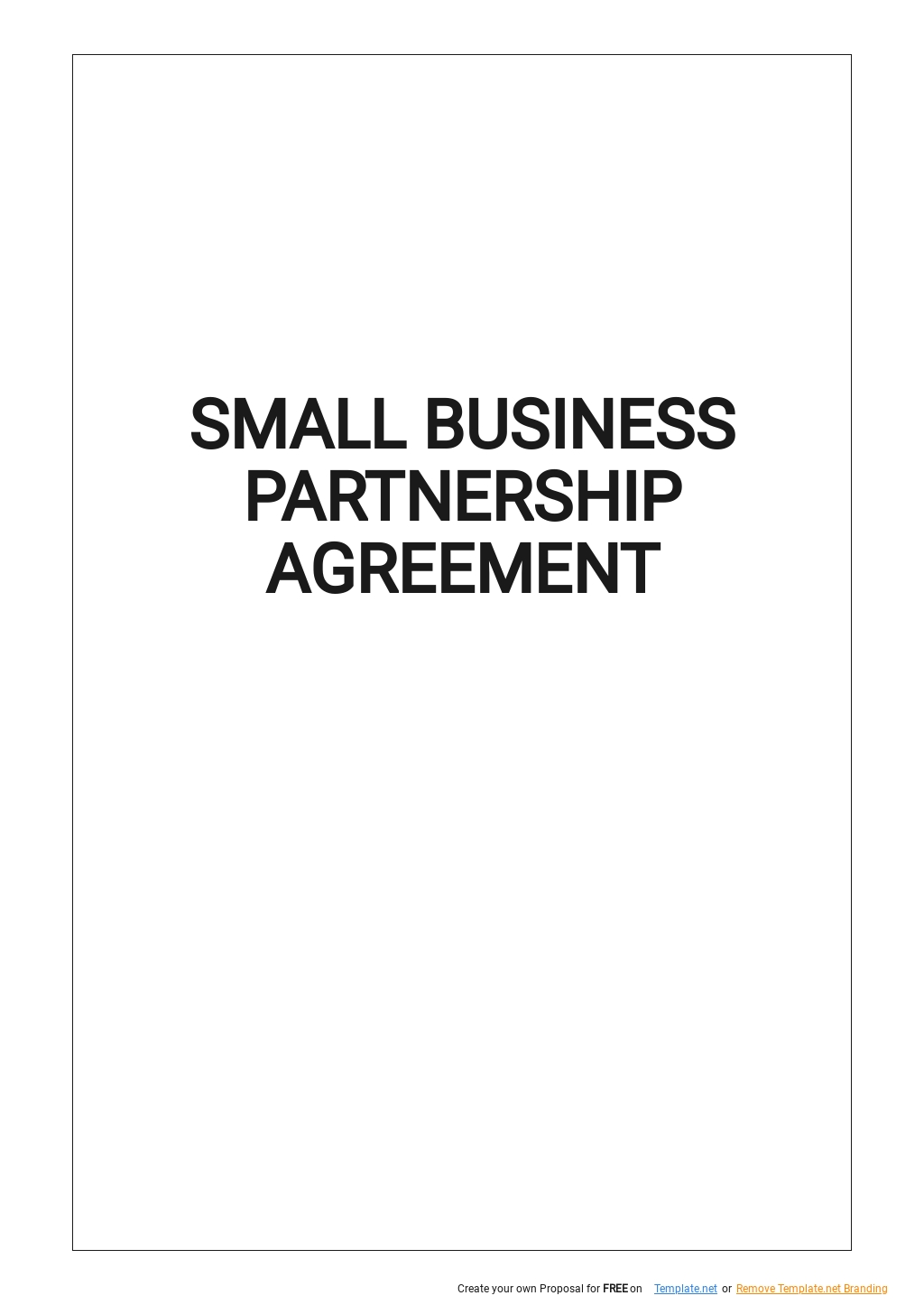 Small Business Partnership Agreement Template Google Docs, Word
