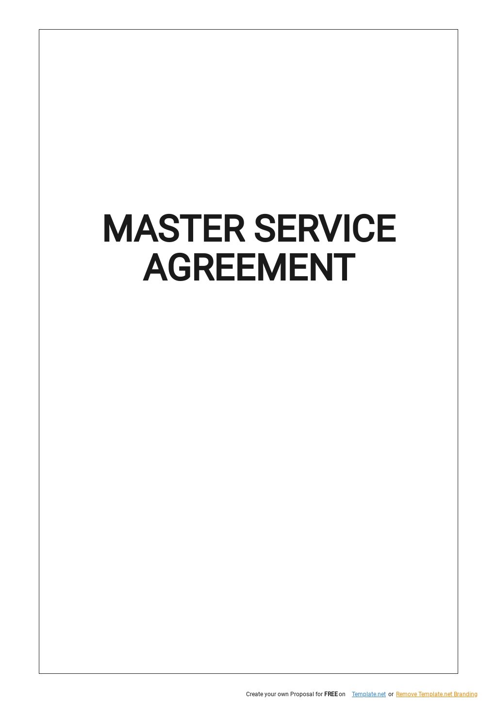Free Simple Master Service Agreement Template