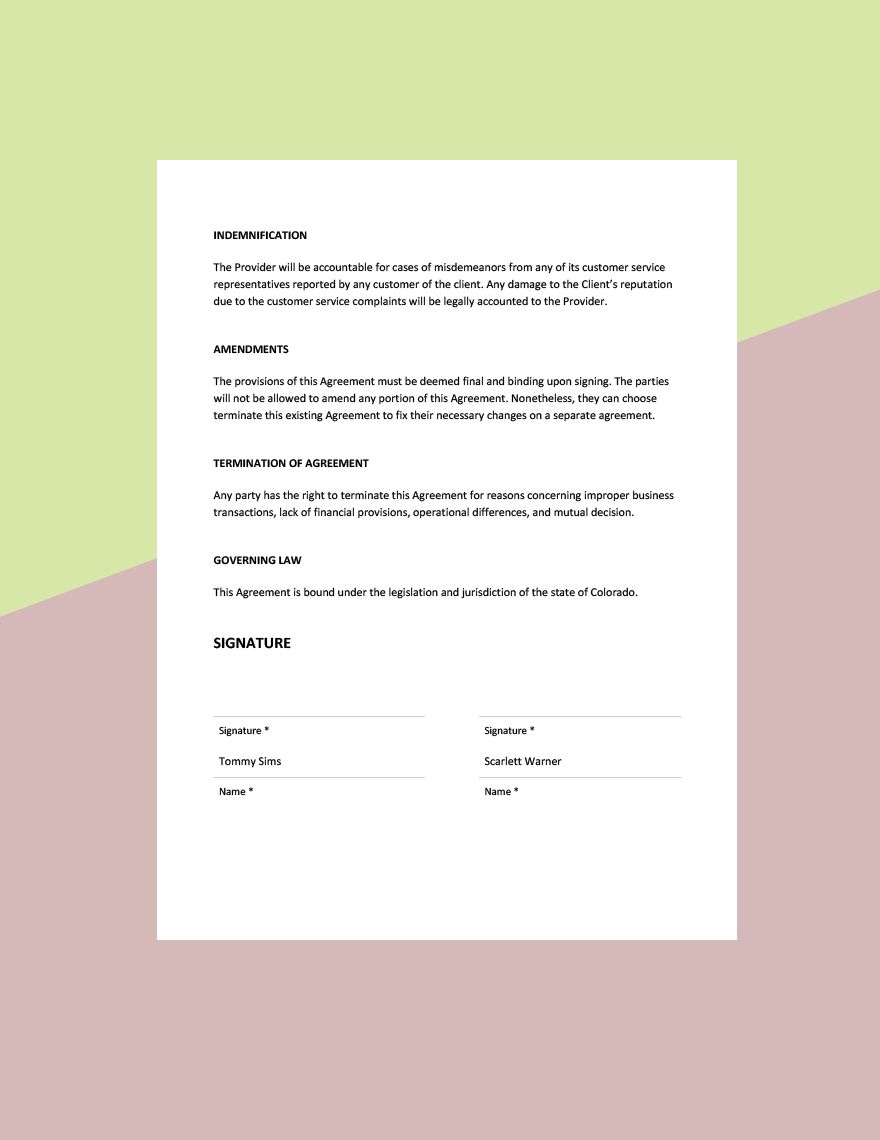 Simple Master Service Agreement Template