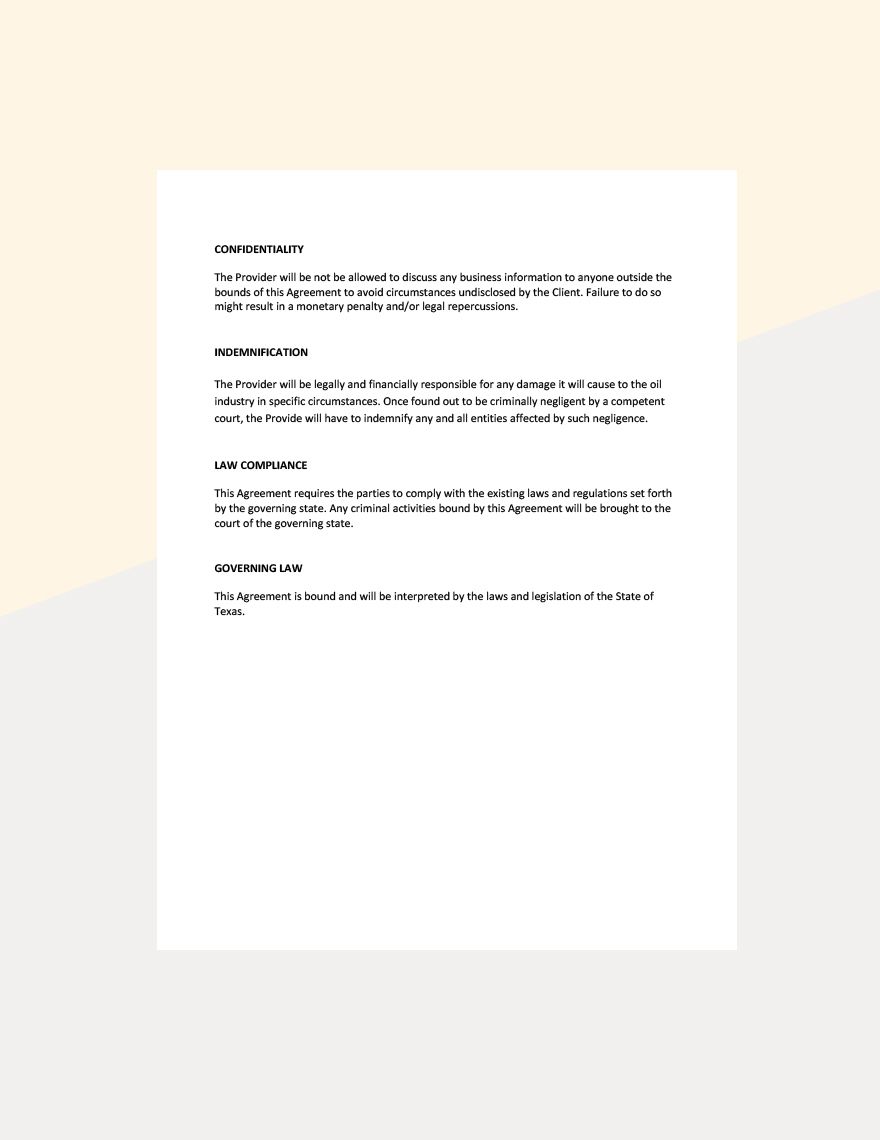 Oil and Gas Master Service Agreement Template