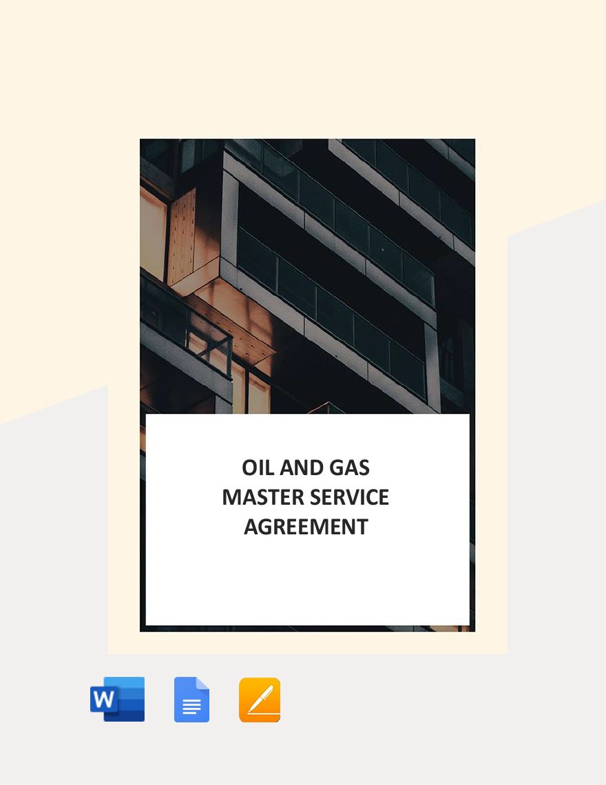 Oil and Gas Master Service Agreement Template