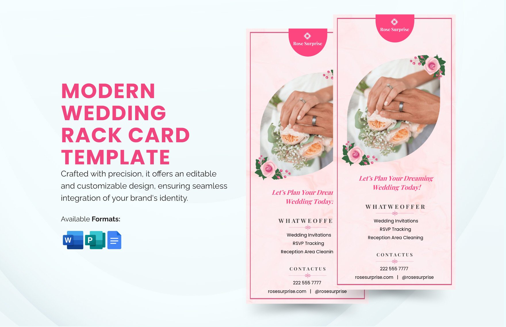 Modern Wedding Rack Card Template in Word, Google Docs, Publisher