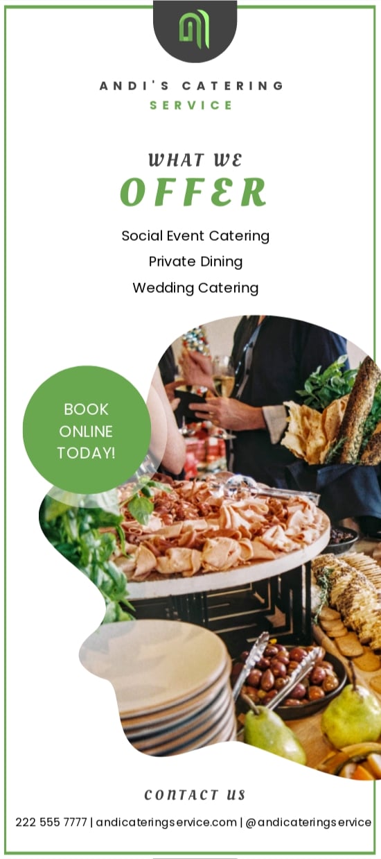Free Modern Catering Rack Card Template