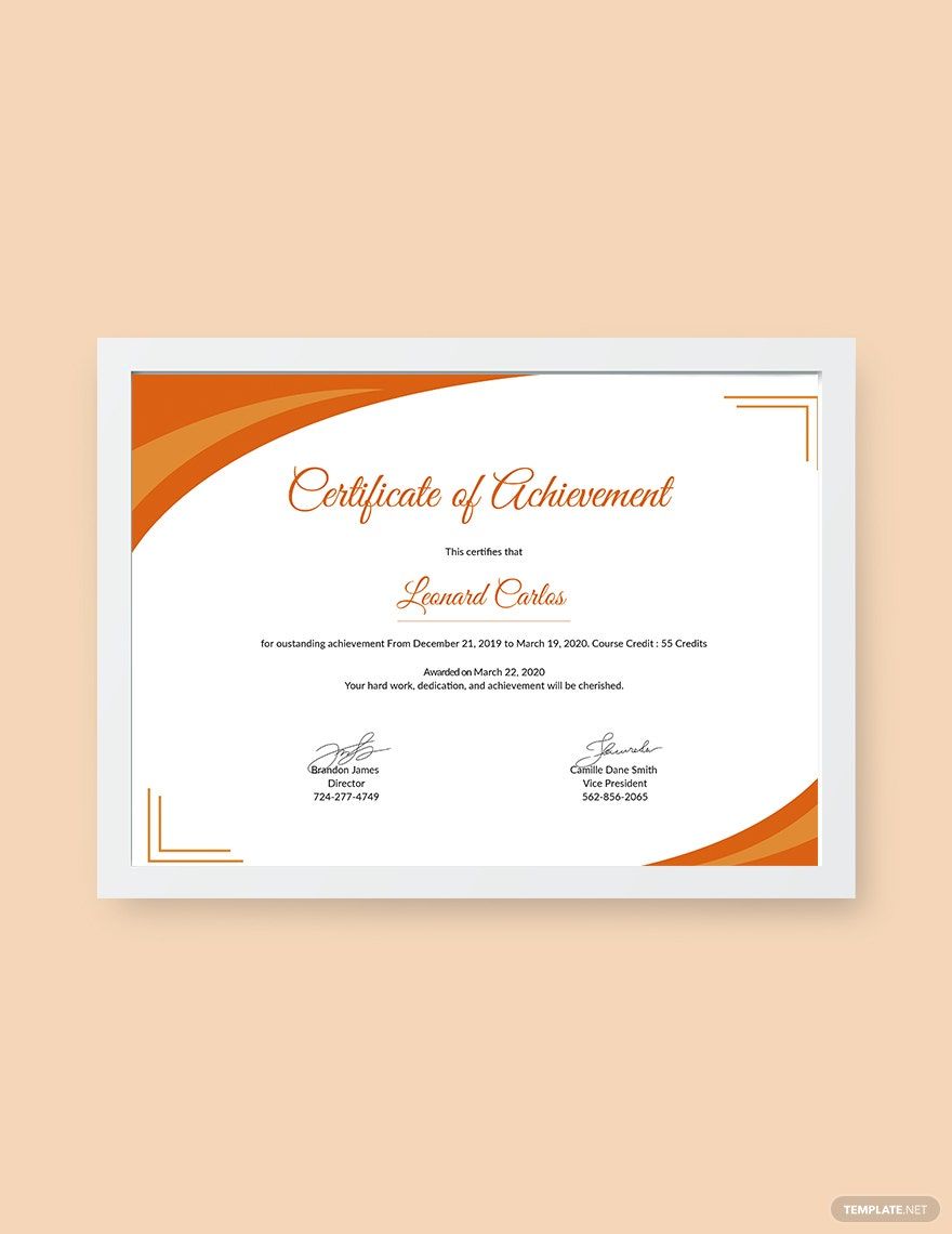 Certificate of Achievement in Word, Google Docs, Illustrator, PSD, Apple Pages, Publisher, InDesign