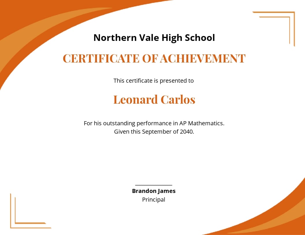 Free Certificate of Achievement Template.jpe