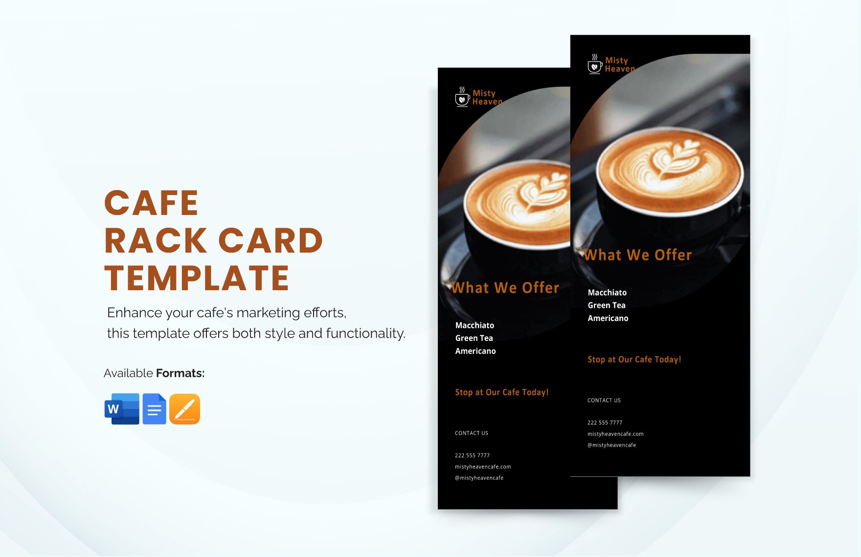 Cafe Rack Card Template in Word, Google Docs, Apple Pages