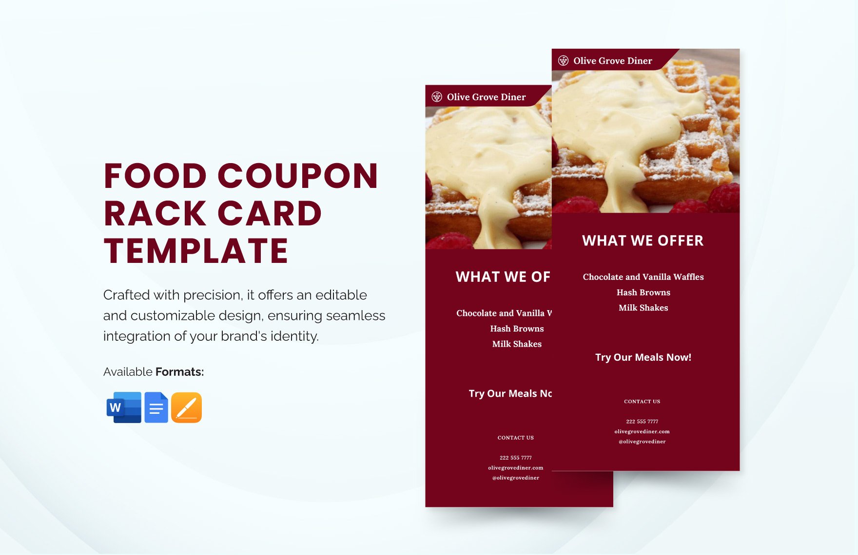 Diner Rack Card Template in Word, Google Docs, Apple Pages