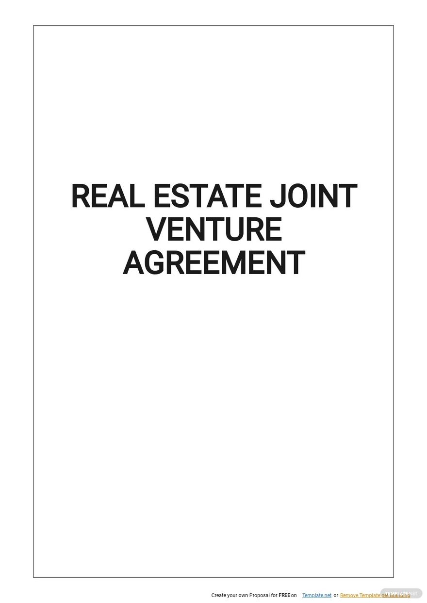 real estate joint venture agreement