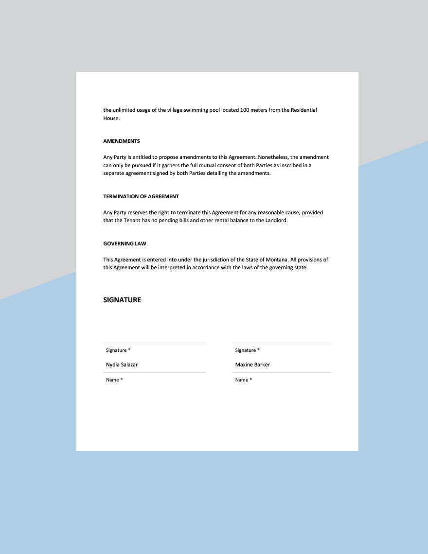 Residential House Rental Agreement Template