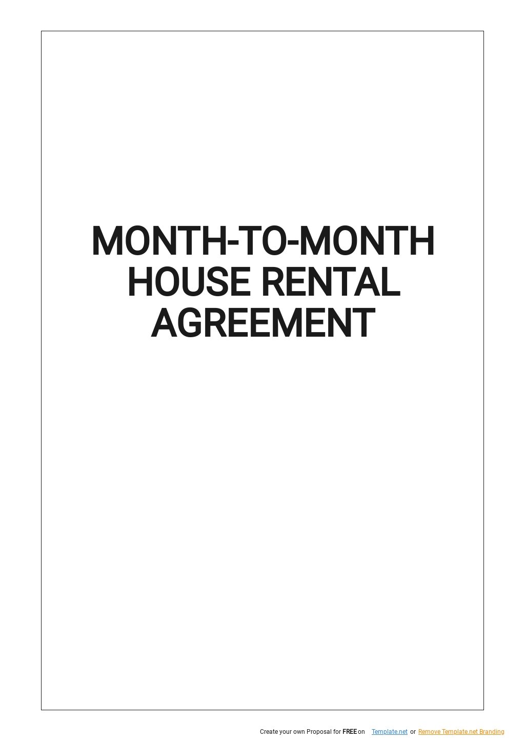 Month to Month House Rental Agreement Template 
