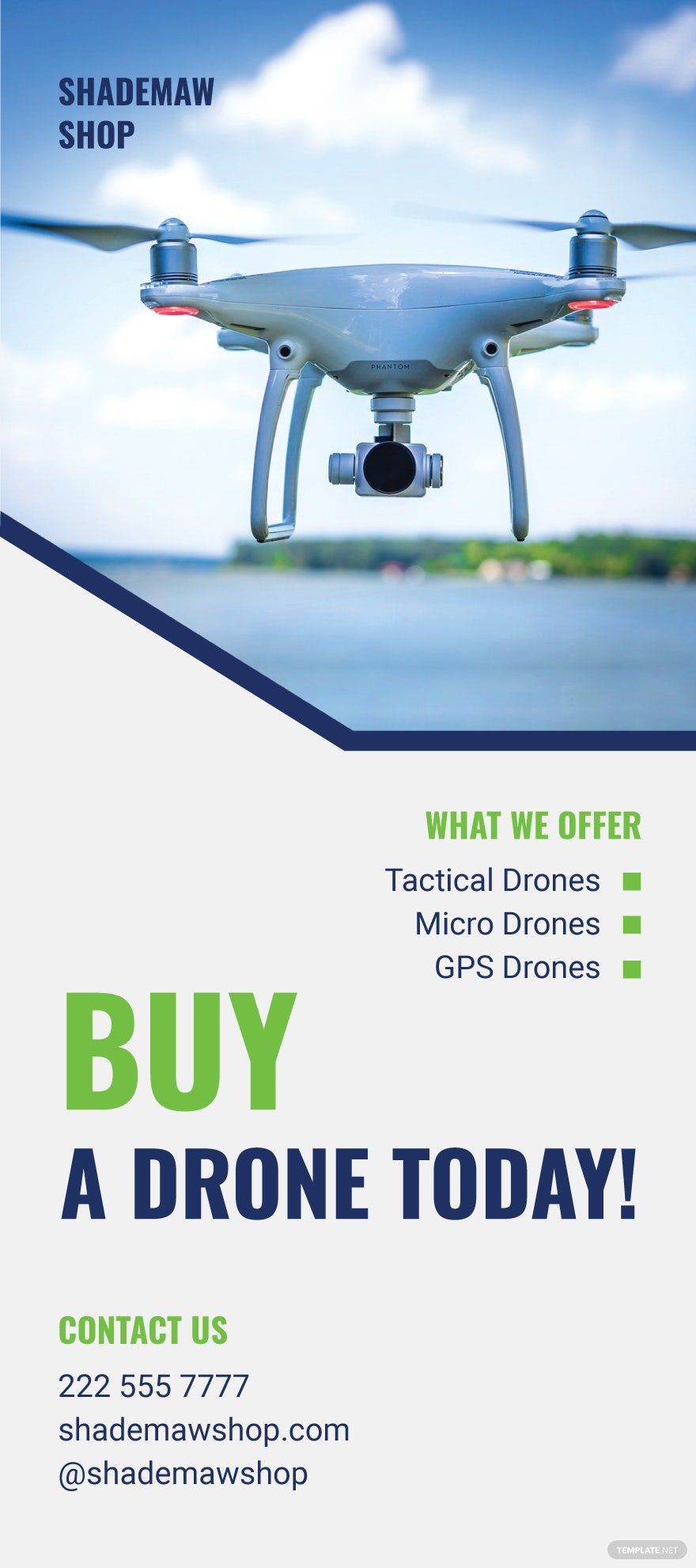 Drone Product Showcase Rack Card Template in Word