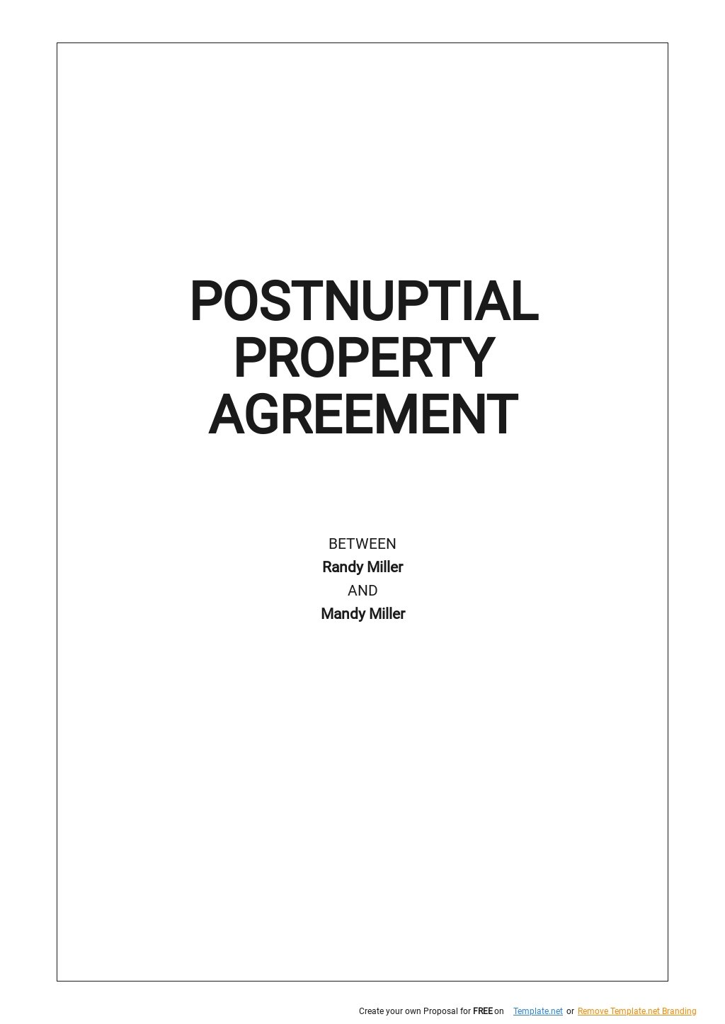 Post Nup Agreement Template
