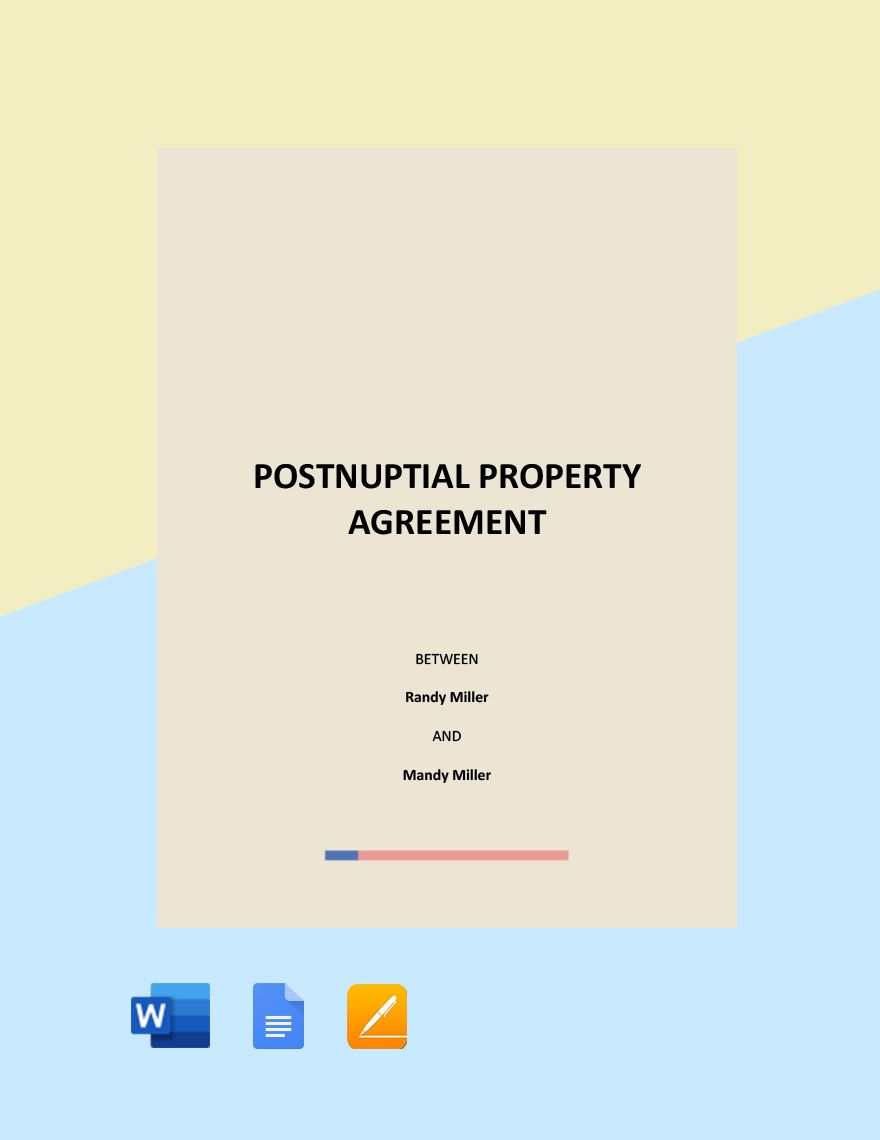 Postnuptial Property Agreement Template