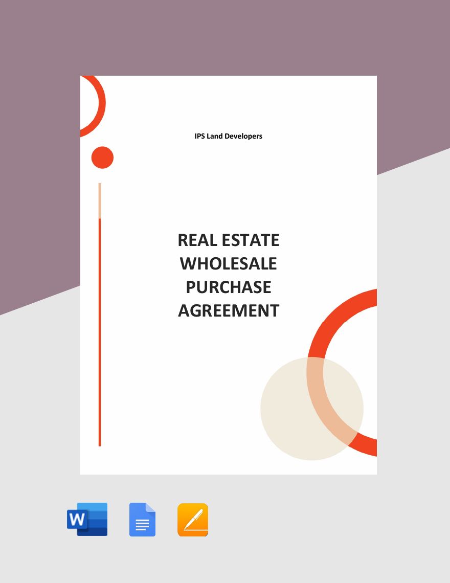 Real Estate Wholesale Purchase Agreement Template