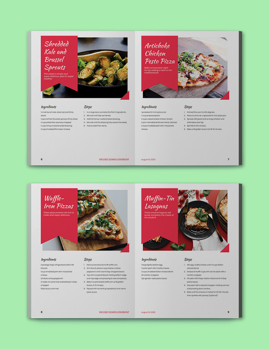 Sample School Cookbook Template Sample