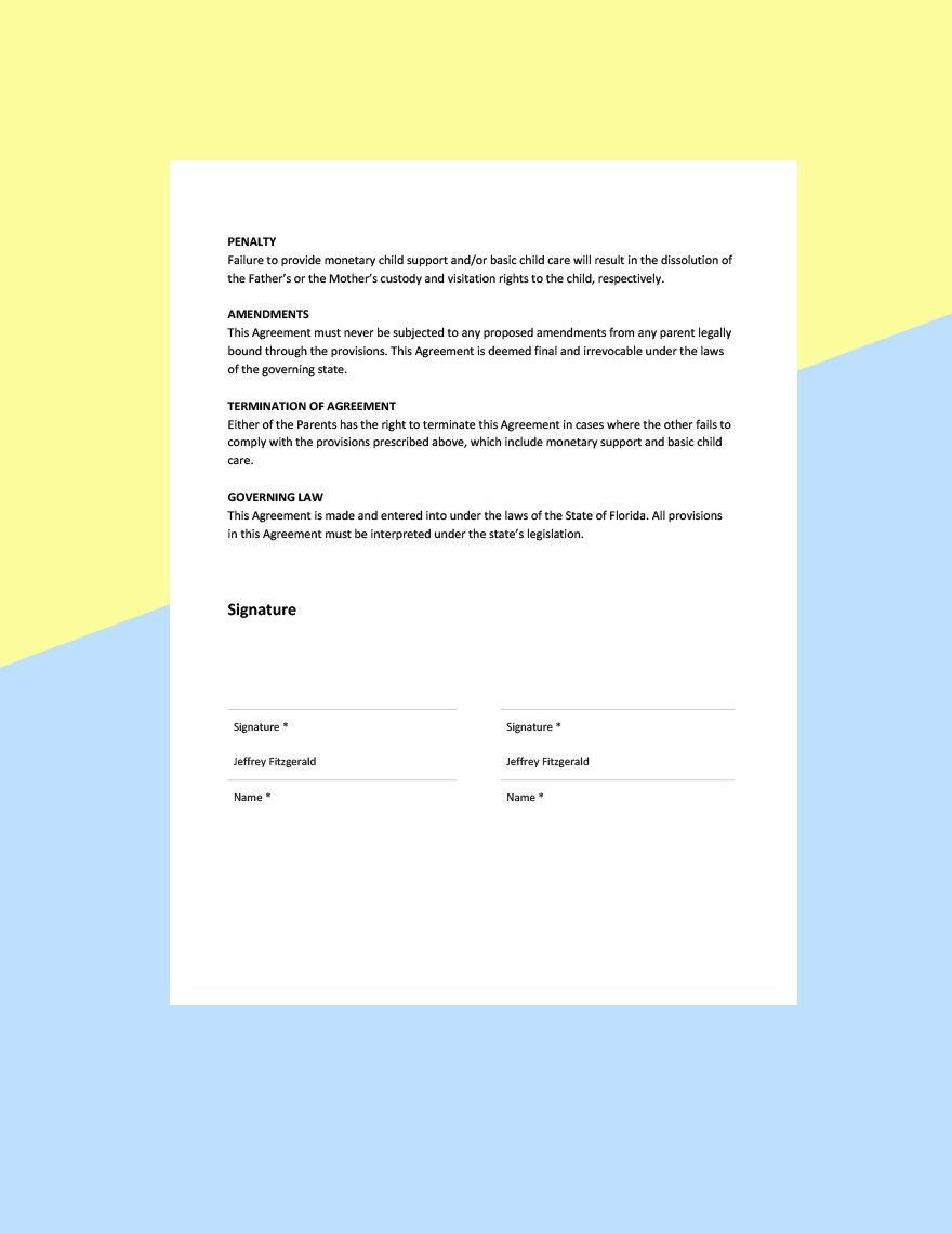 Child Support Visitation Agreement Template