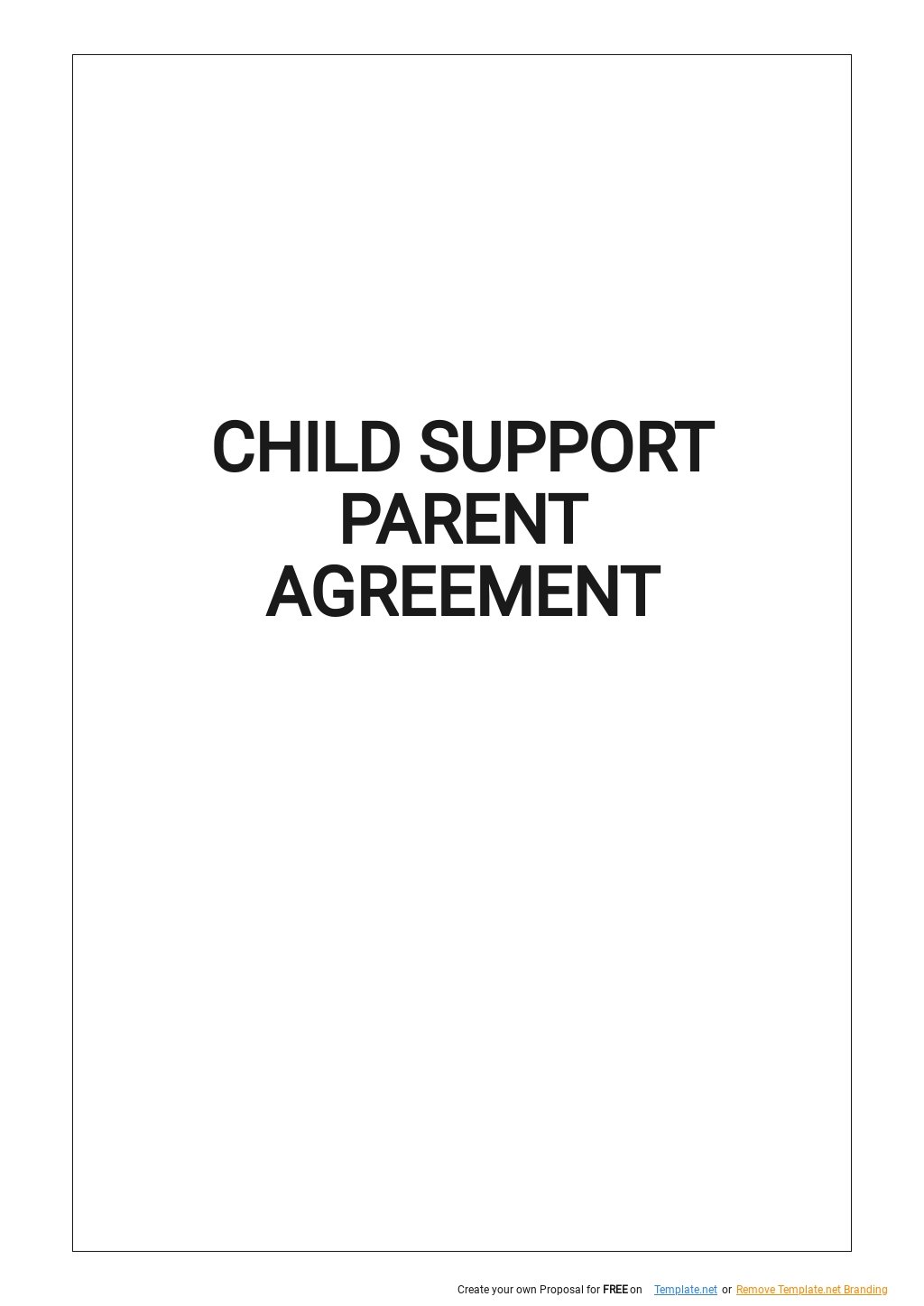 Child Support Parent Agreement Template
