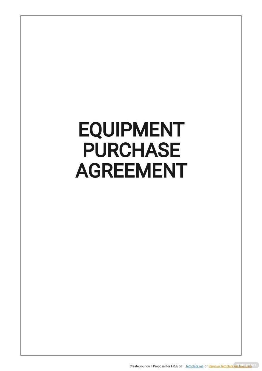 Simple Equipment Purchase Agreement Template