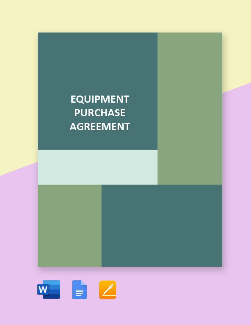 Simple Equipment Purchase Agreement Template in Word Google Docs