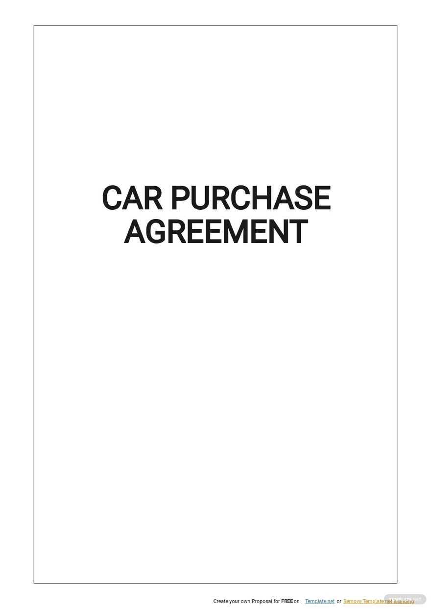 Free Simple Car Purchase Agreement Template