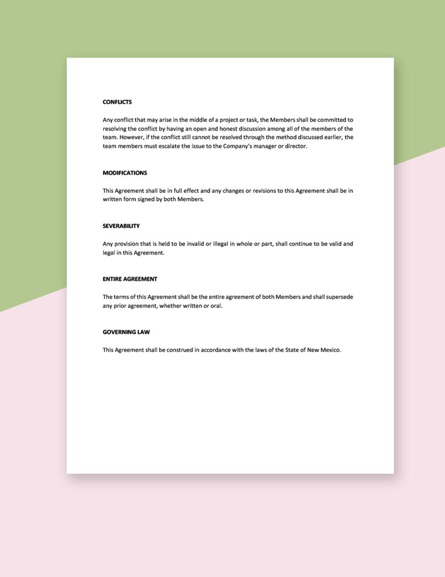 Team Working Agreement Template