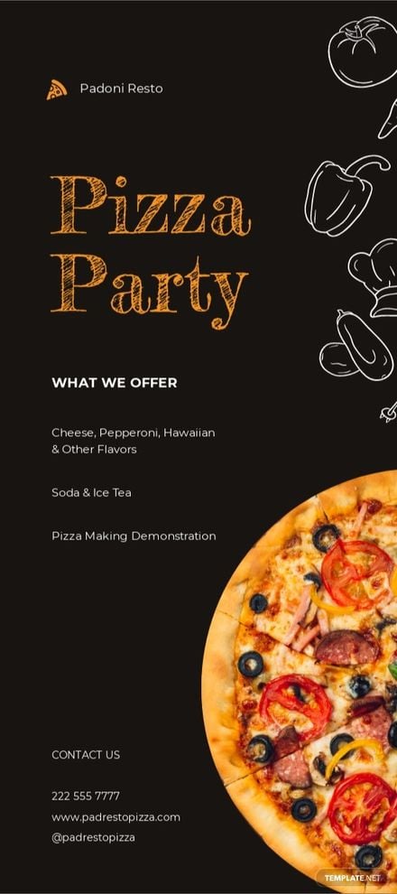 Pizza Party Rack Card Template in Word