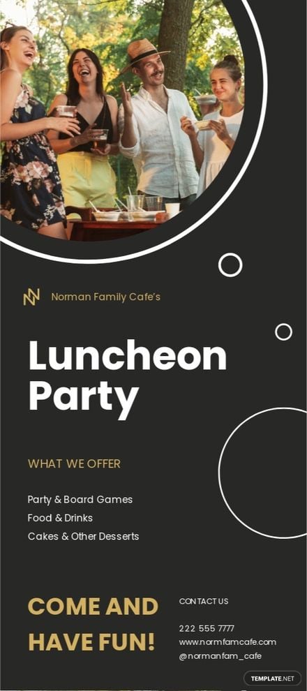 Luncheon Party Rack Card Template