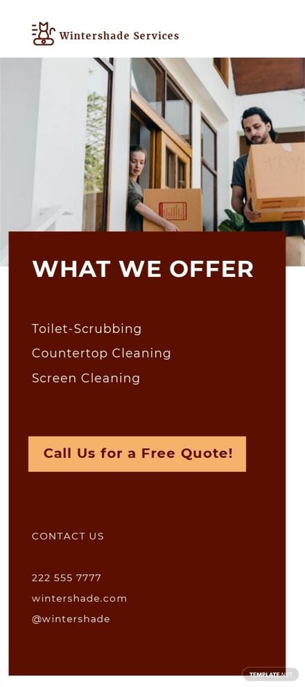 Move Out Cleaning Services Rack Card Template in Word