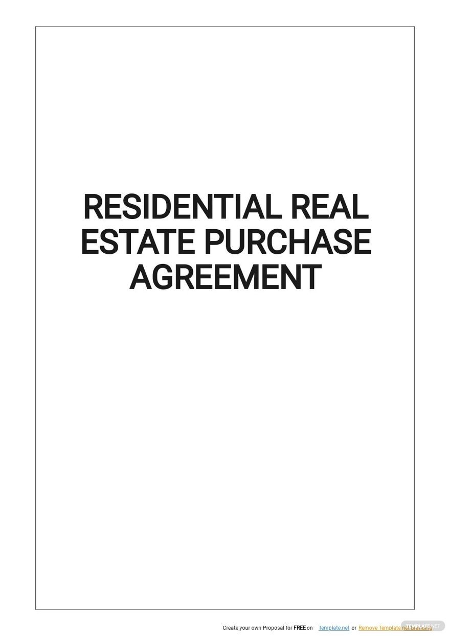 Free Sample Residential Real Estate Purchase Agreement Template